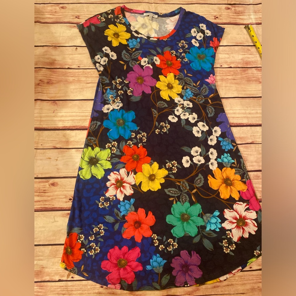 Johnny Was Blue Orange Flutter Sleeve Sundress